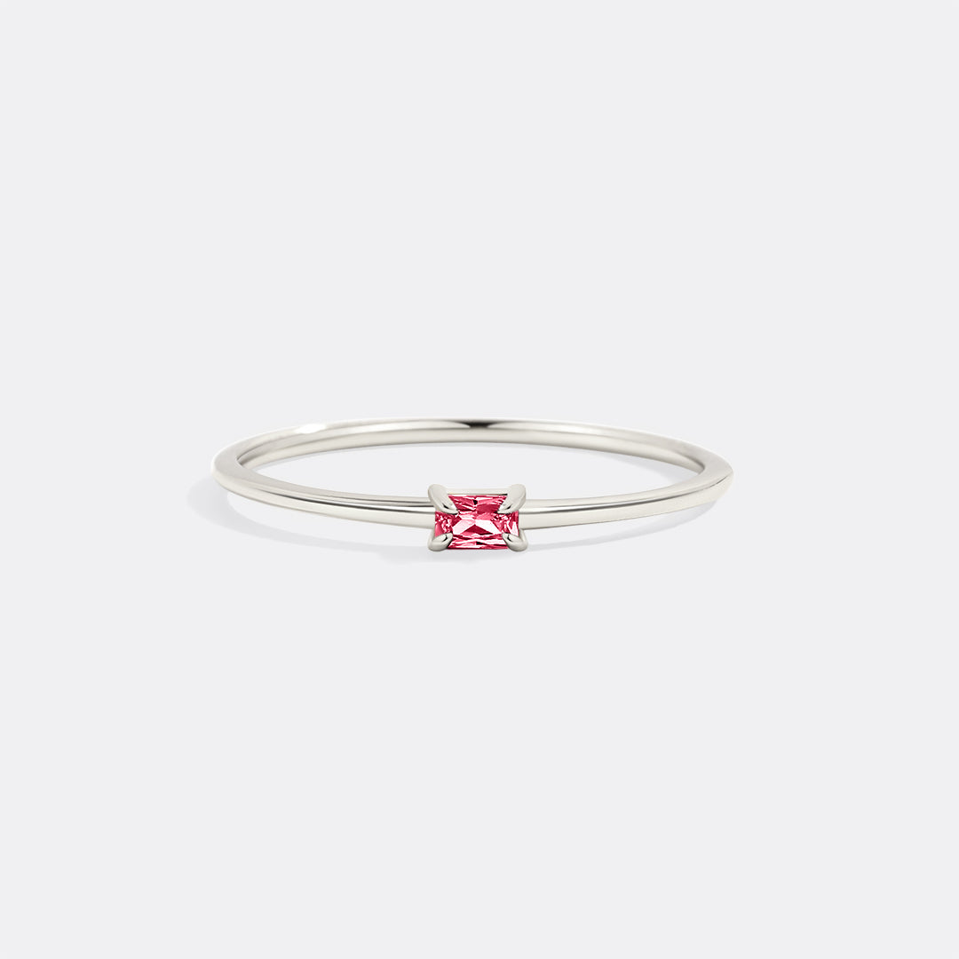 Dainty Baguette Birthstone Stacking Ring