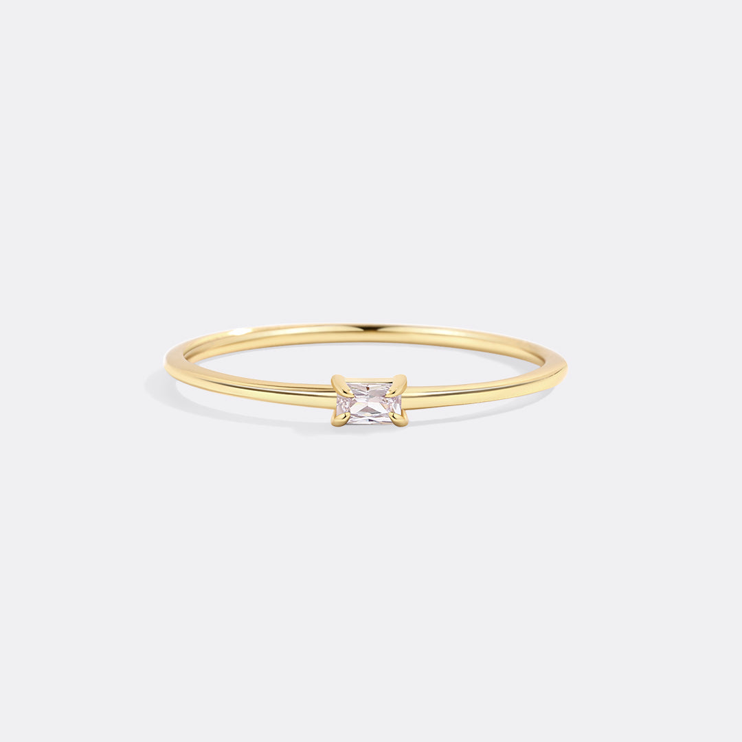 Dainty Baguette Birthstone Stacking Ring