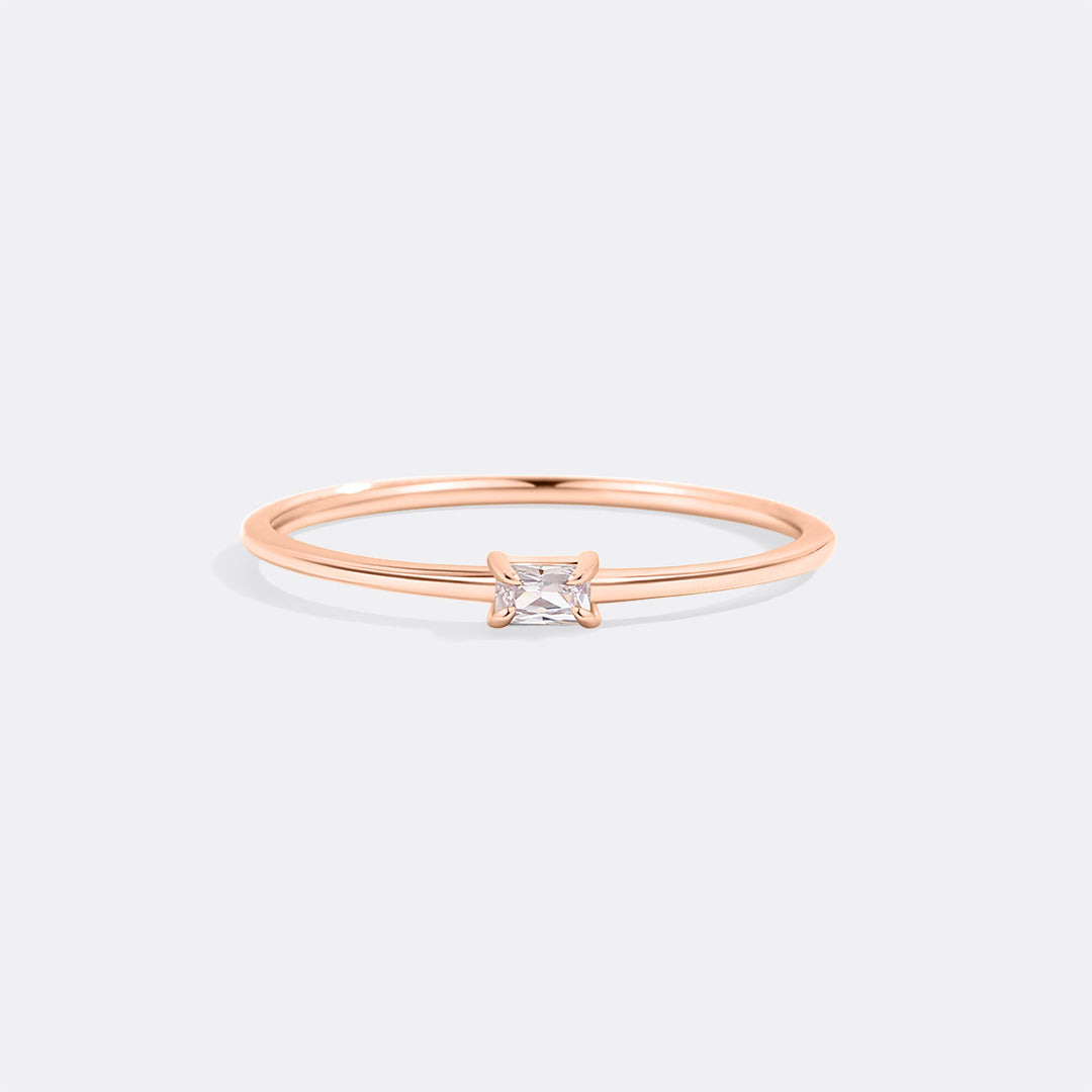 Dainty Baguette Birthstone Stacking Ring