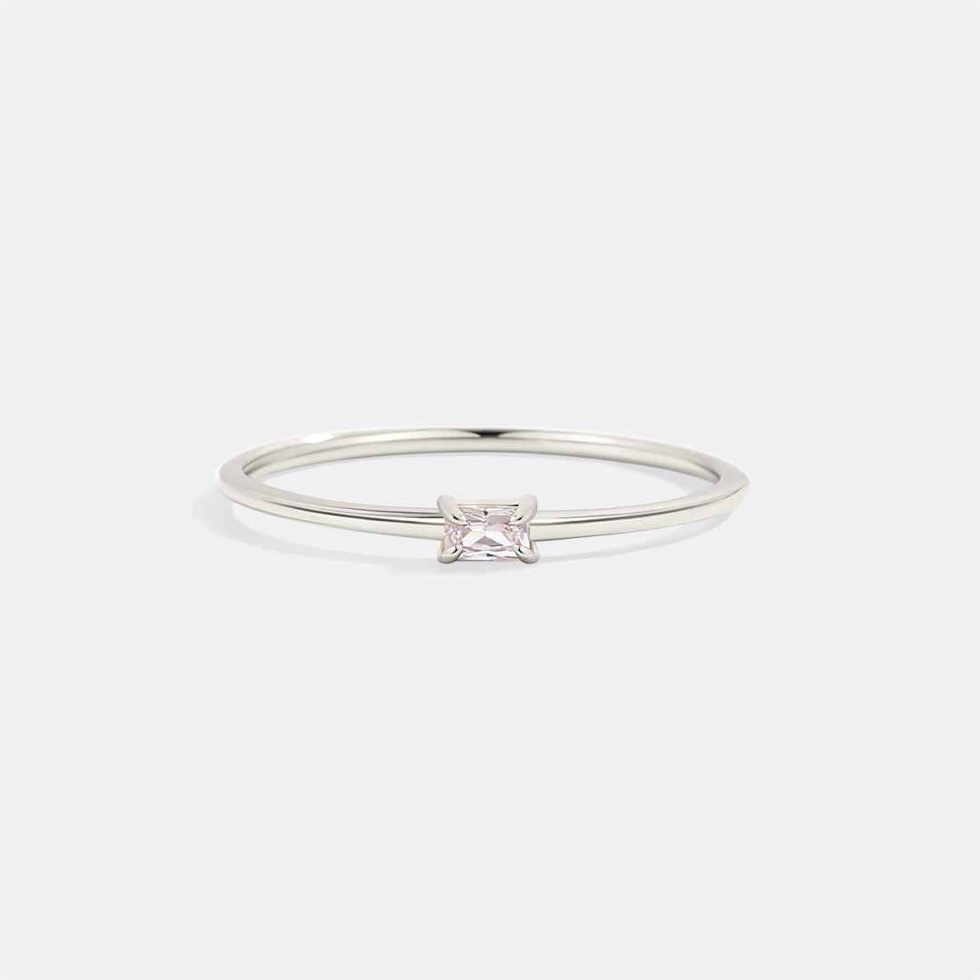 Dainty Baguette Birthstone Stacking Ring