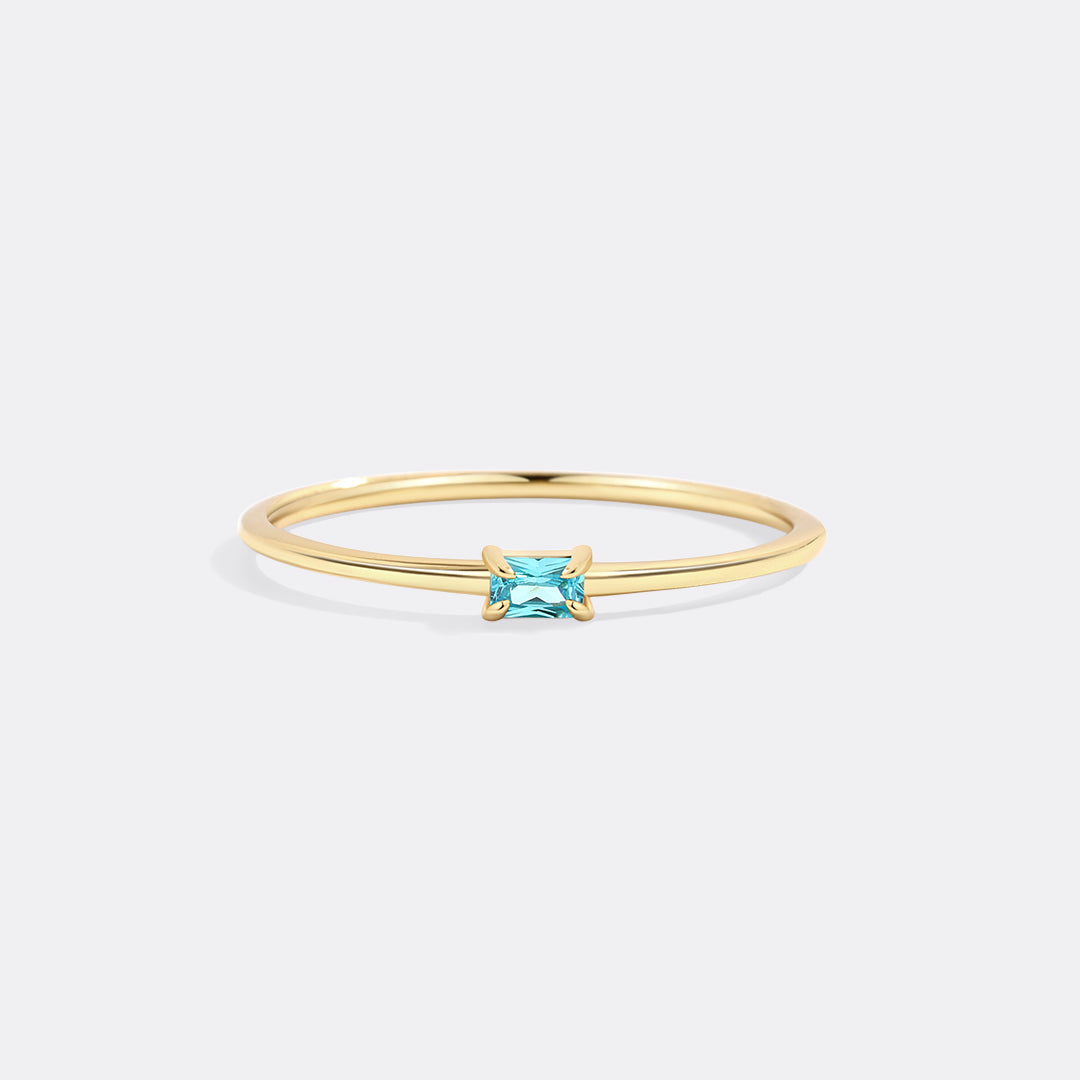 Dainty Baguette Birthstone Stacking Ring