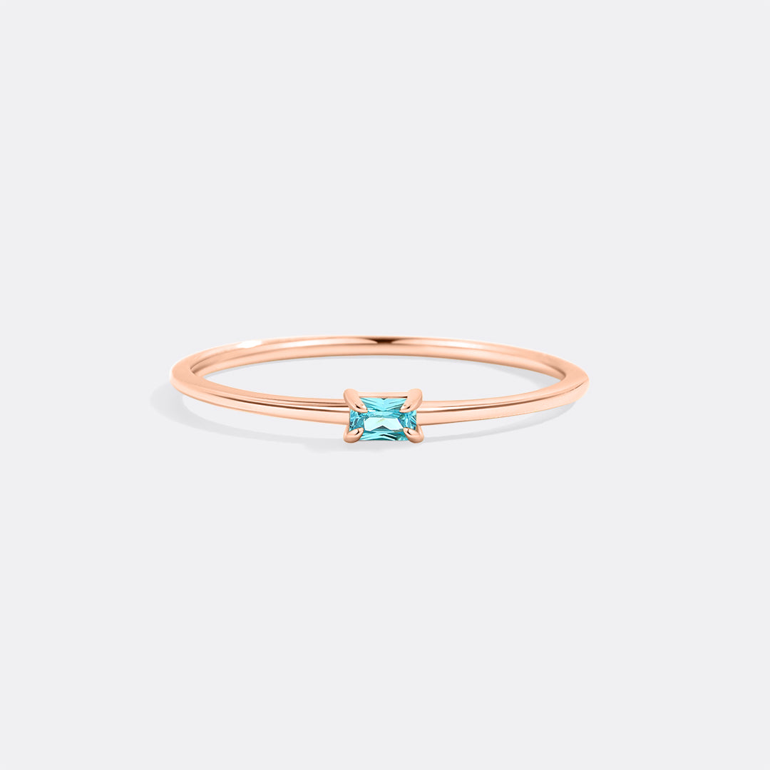 Dainty Baguette Birthstone Stacking Ring