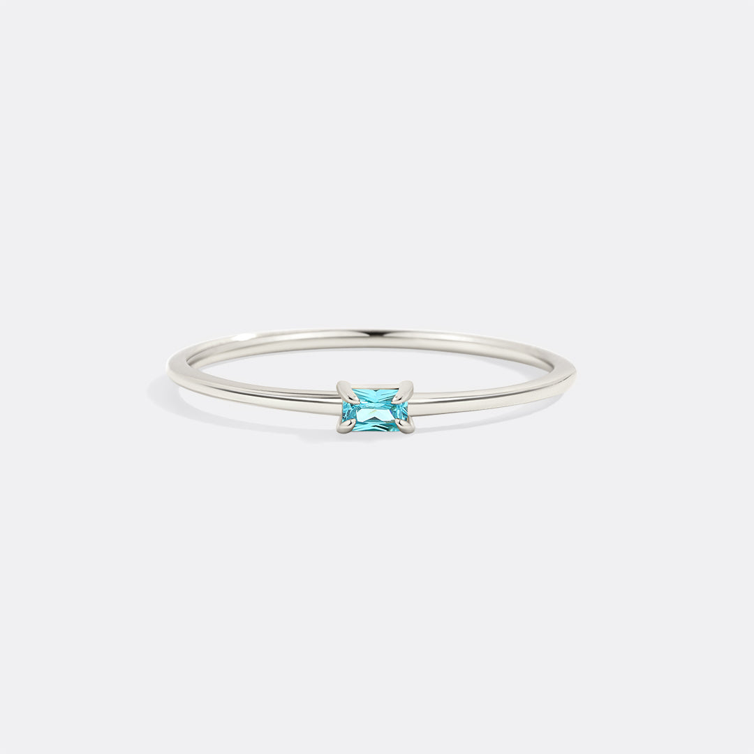 Dainty Baguette Birthstone Stacking Ring