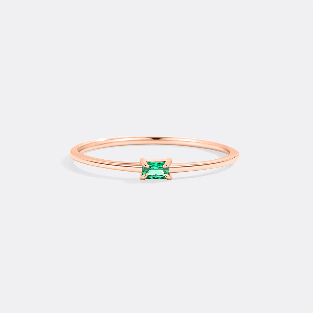 Dainty Baguette Birthstone Stacking Ring