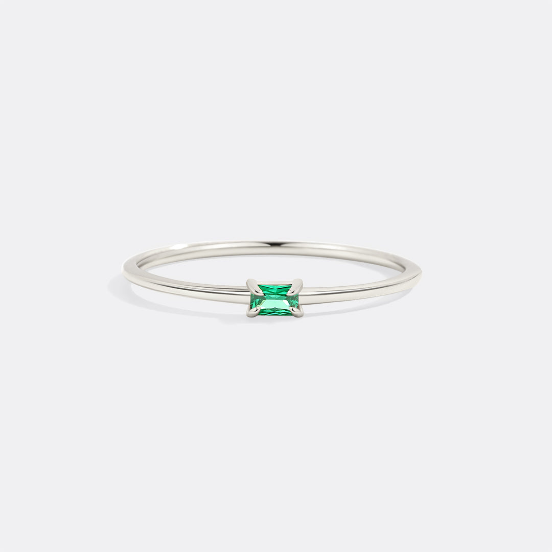 Dainty Baguette Birthstone Stacking Ring