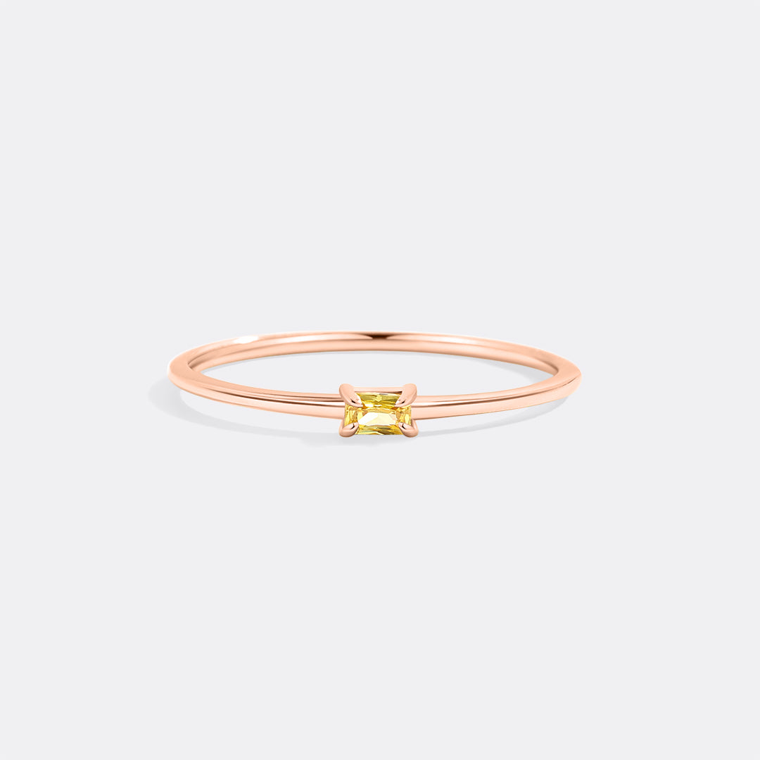 Dainty Baguette Birthstone Stacking Ring