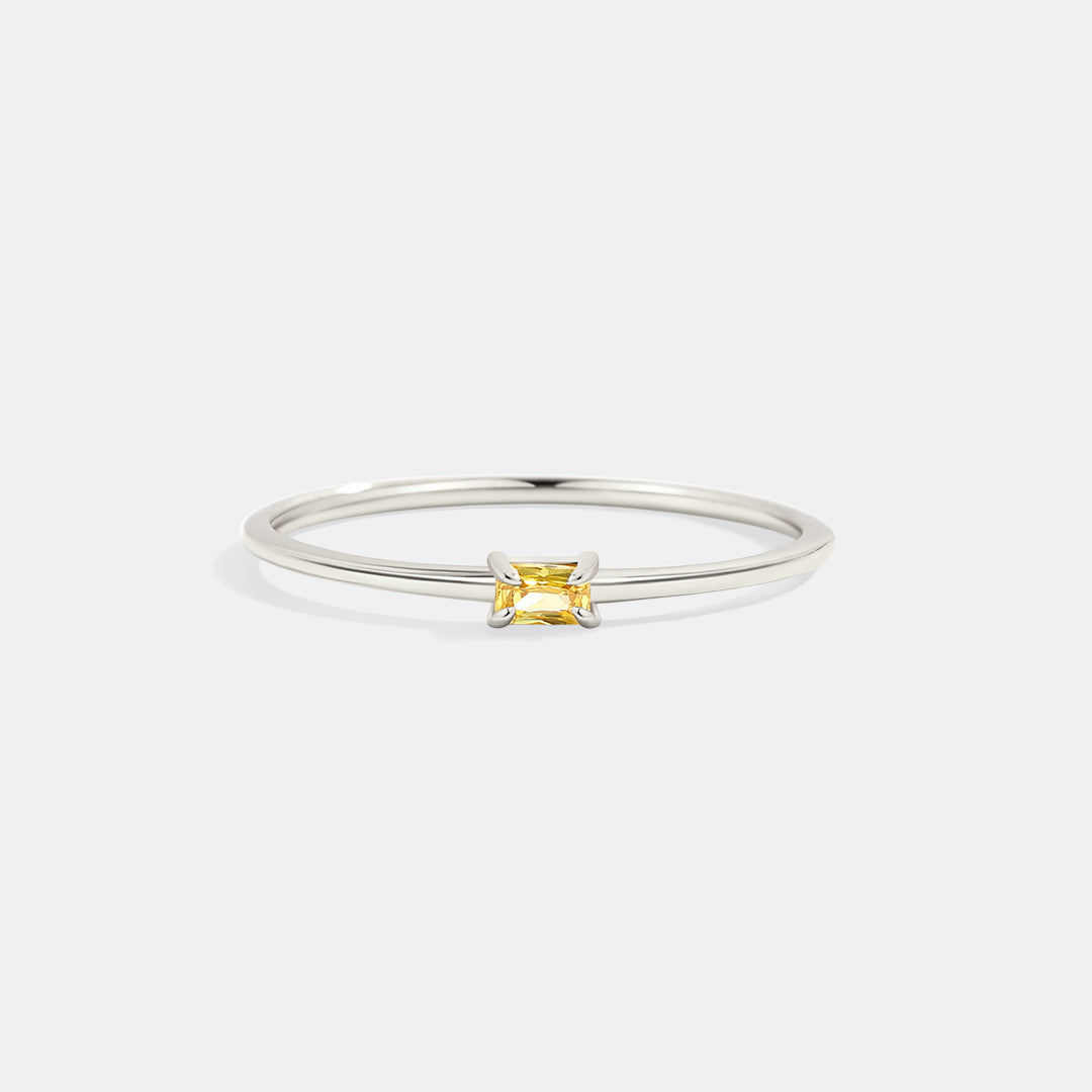 Dainty Baguette Birthstone Stacking Ring