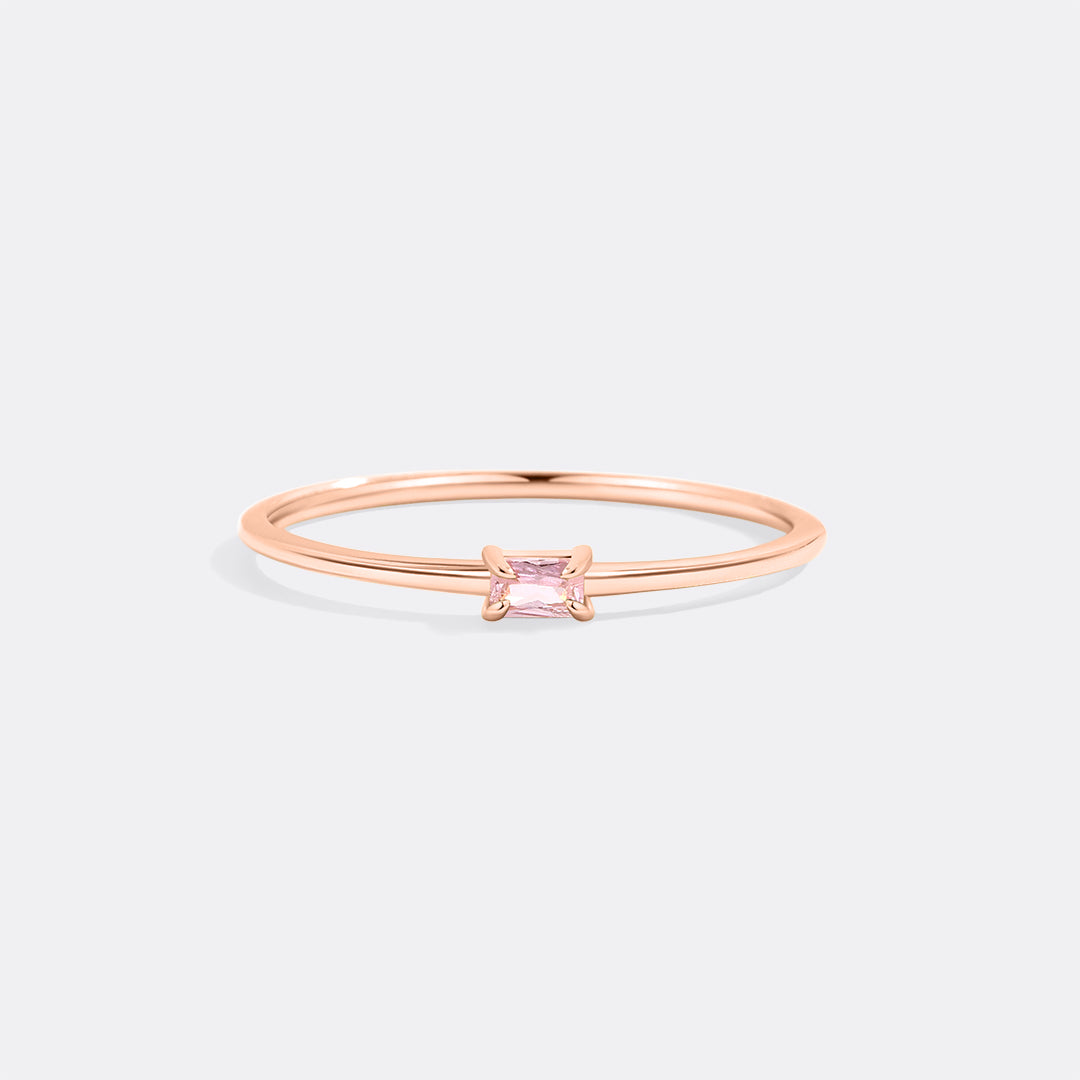 Dainty Baguette Birthstone Stacking Ring