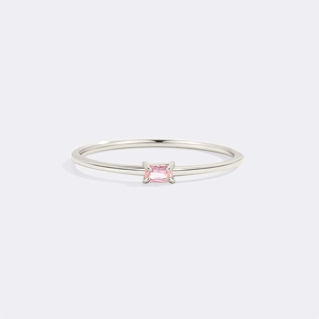 Dainty Baguette Birthstone Stacking Ring