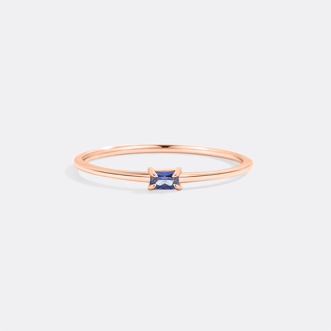 Dainty Baguette Birthstone Stacking Ring