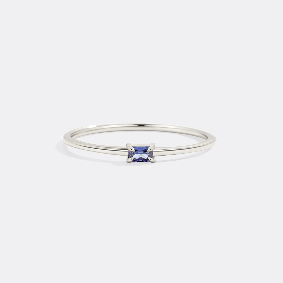 Dainty Baguette Birthstone Stacking Ring