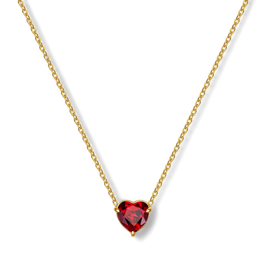 Dainty Birthstone Heart Necklace