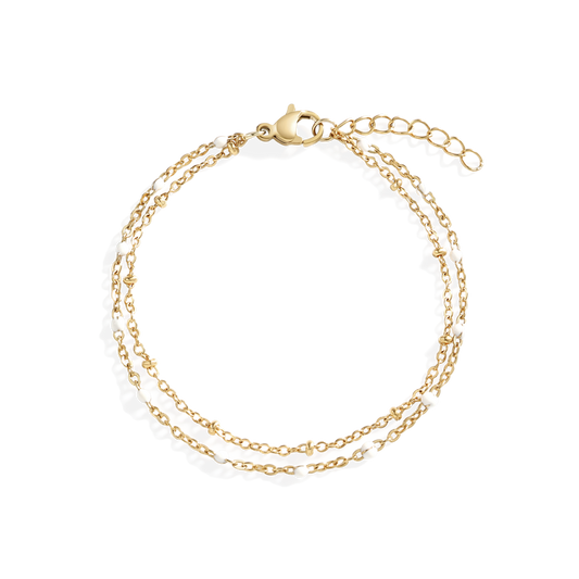 Dainty Double Chain Beaded Bracelet