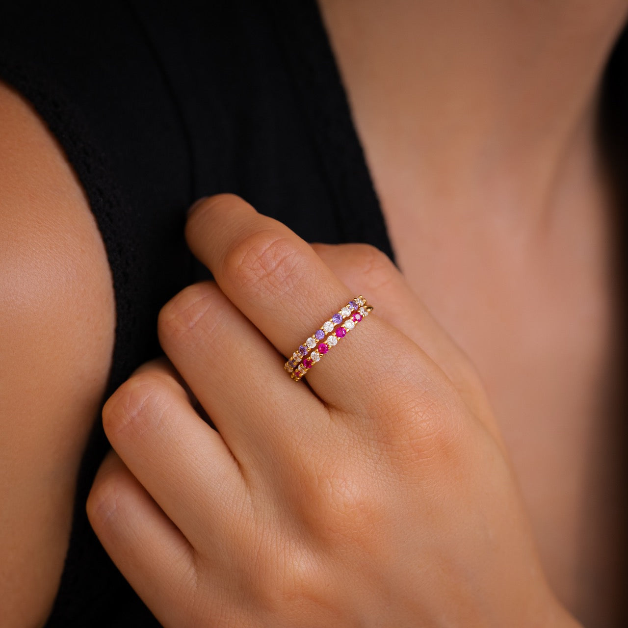 Diamond & Gemstone Stackable Ring