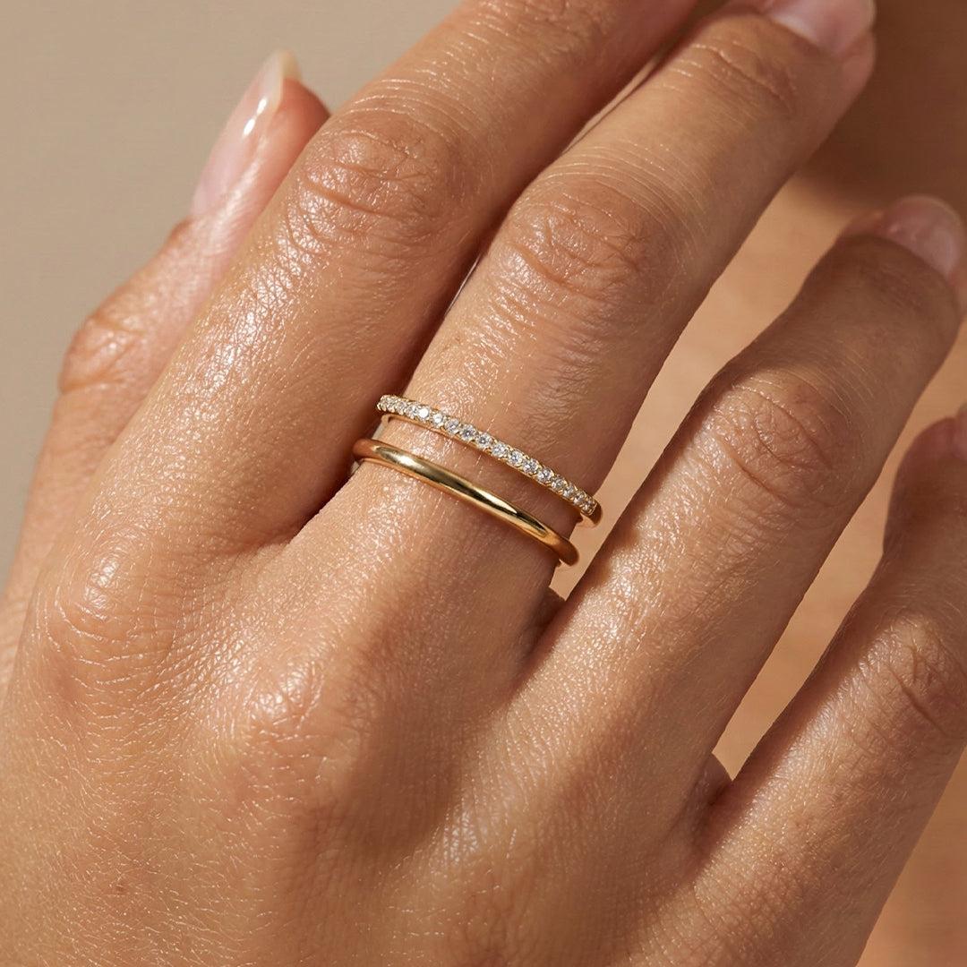 Double Band Pave Ring