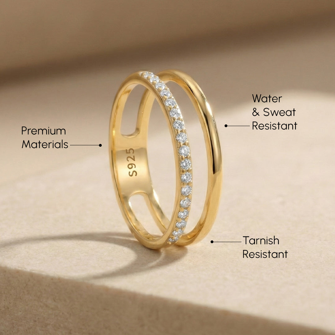Double Band Pave Ring