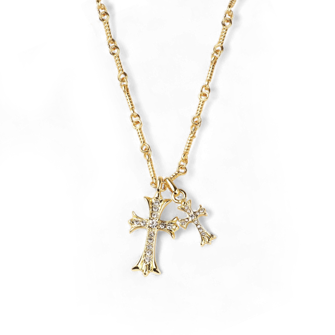 Double Cross Pendant Necklace