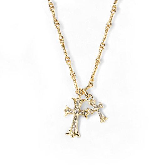 Double Cross Pendant Necklace