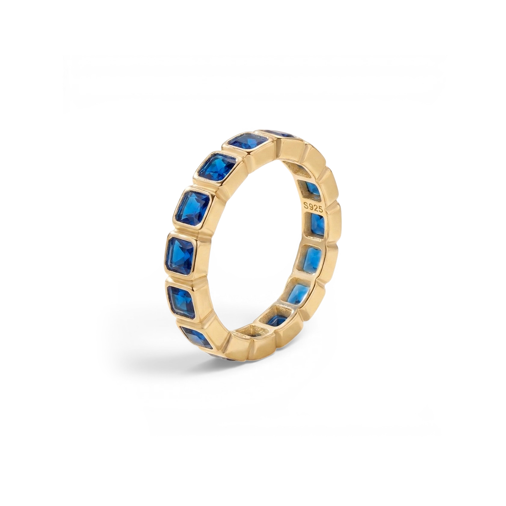 Emerald Cut Birthstone Eternity Ring