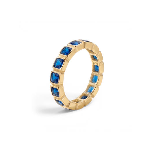 Emerald Cut Birthstone Eternity Ring