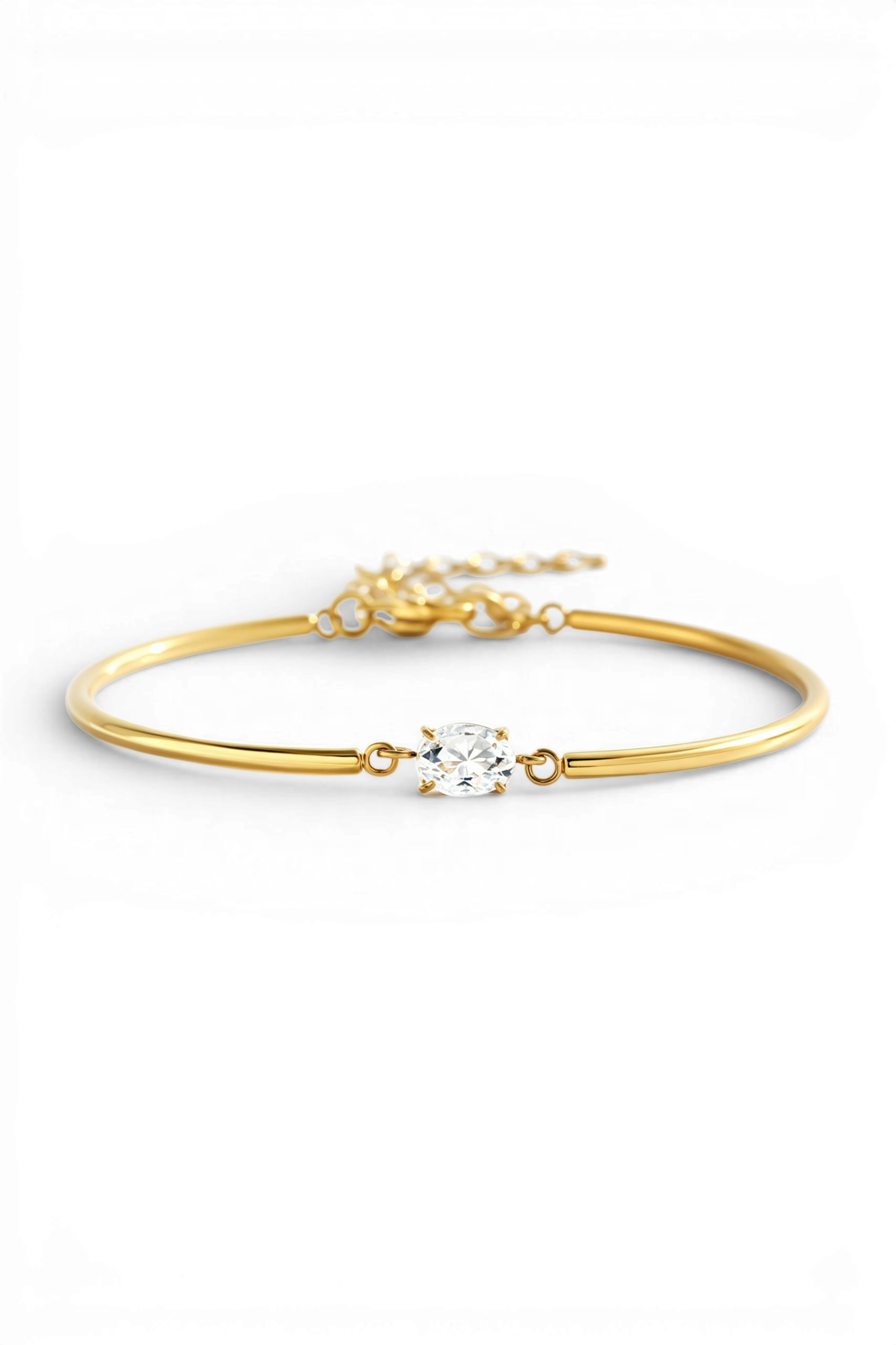 Oval Gemstone Cuff Bracelet