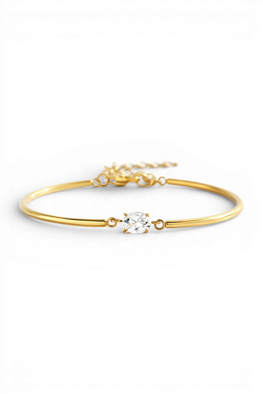 Oval Gemstone Cuff Bracelet