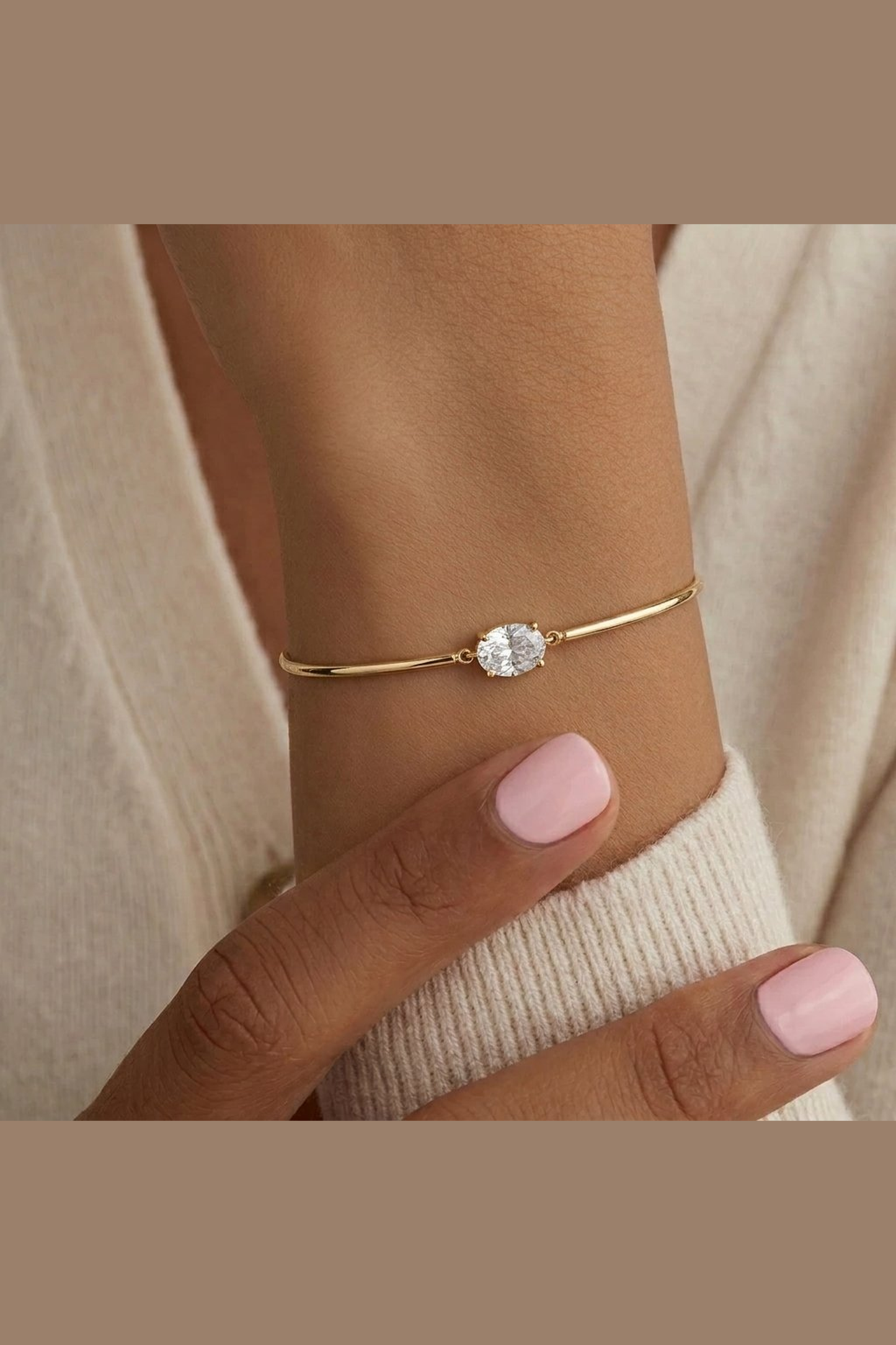 Oval Gemstone Cuff Bracelet