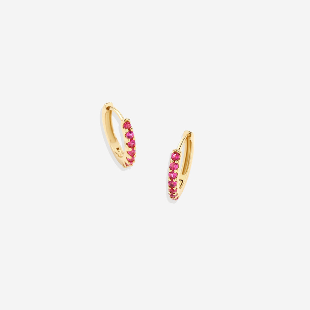 Gemstone Sleeper Huggie Hoop Earrings