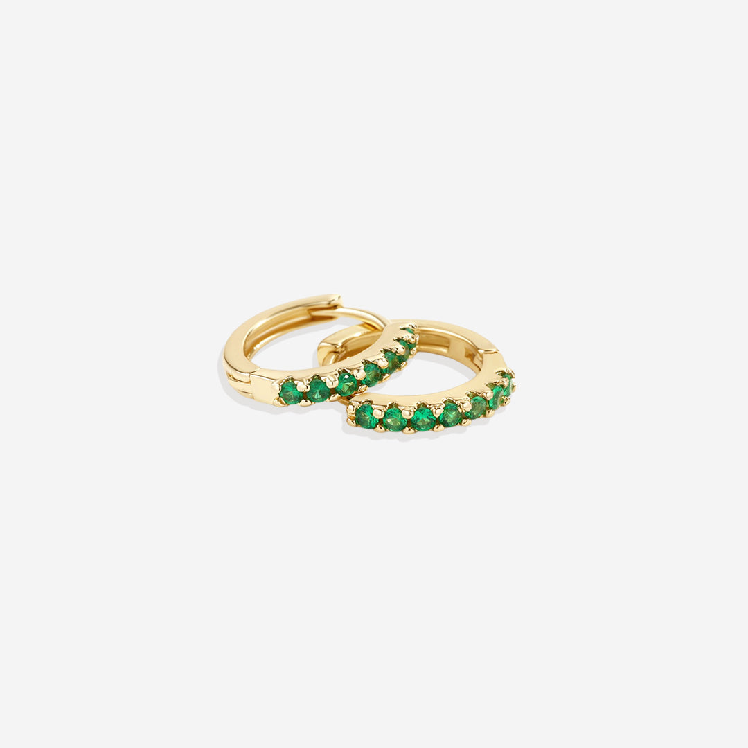 Gemstone Sleeper Huggie Hoop Earrings