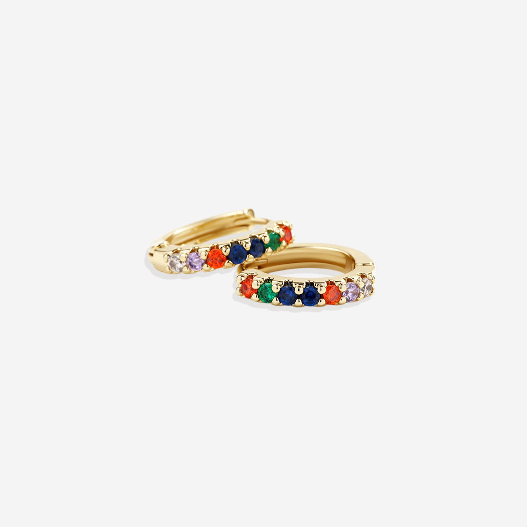 Gemstone Sleeper Huggie Hoop Earrings