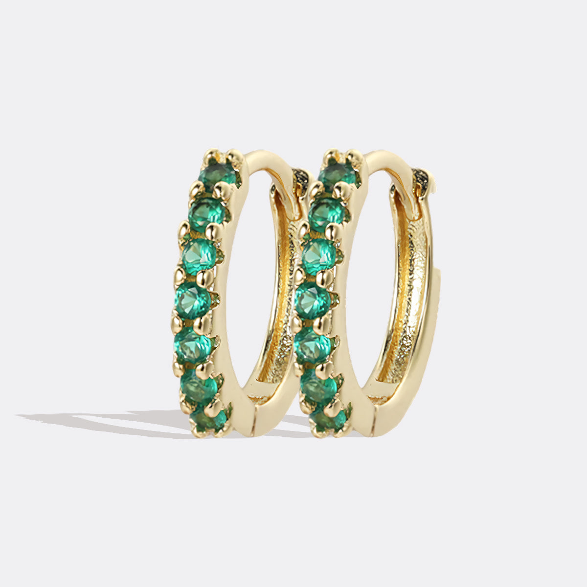 Gemstone Sleeper Huggie Hoop Earrings
