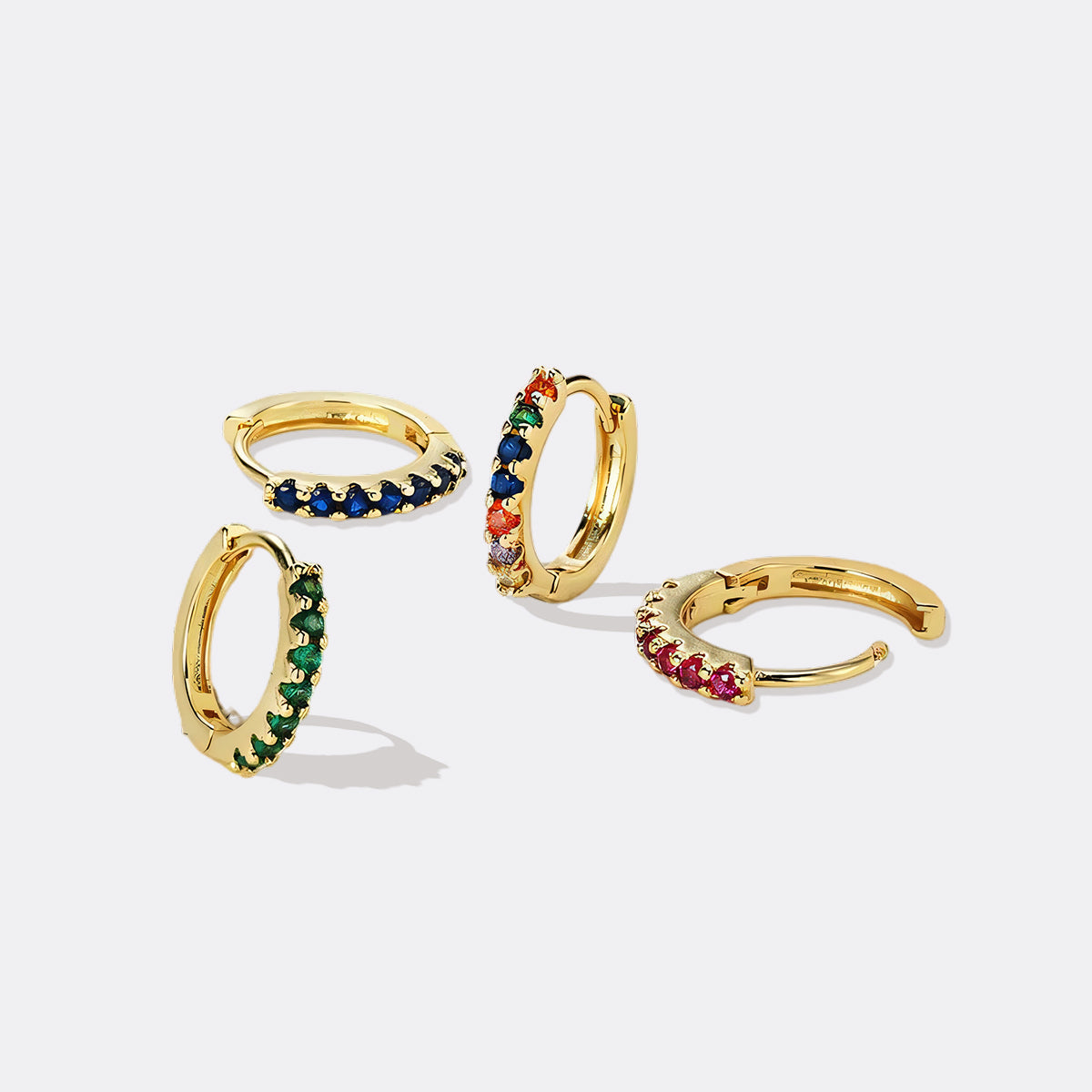 Gemstone Sleeper Huggie Hoop Earrings