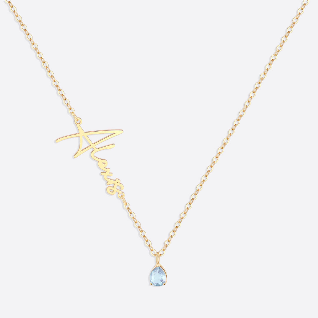 Handmade Birthstone Name Necklace