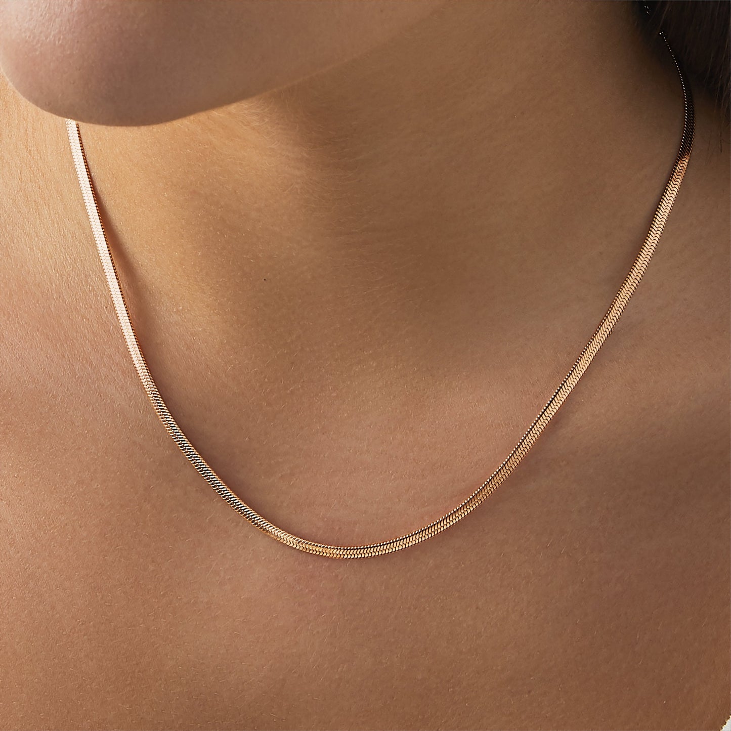 Herringbone Gold Chain Necklace