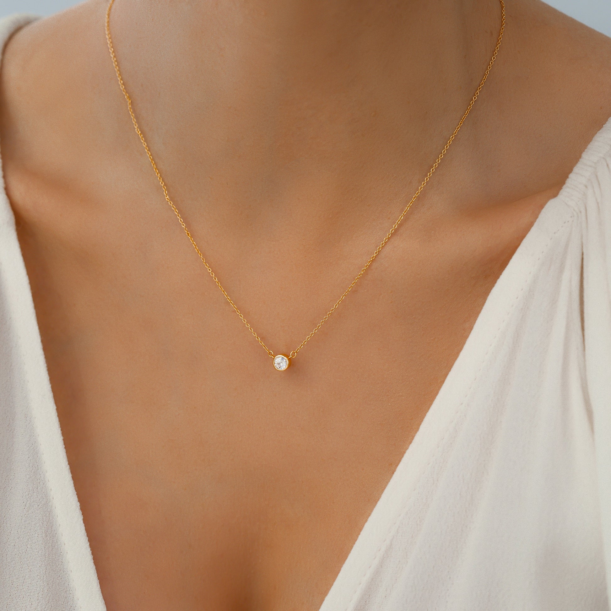 Classic Bezel Set Solitaire Necklace