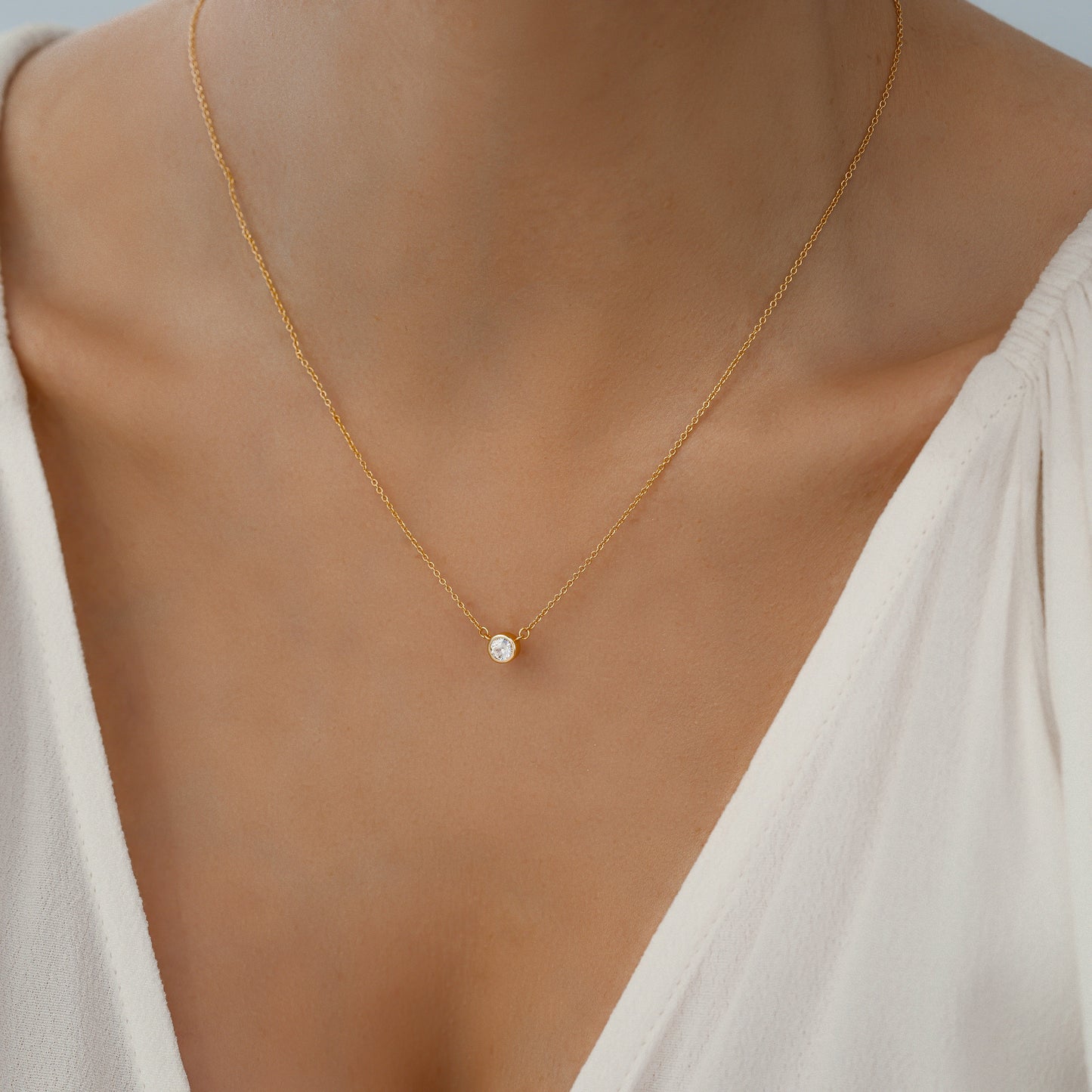 Classic Bezel Set Solitaire Necklace