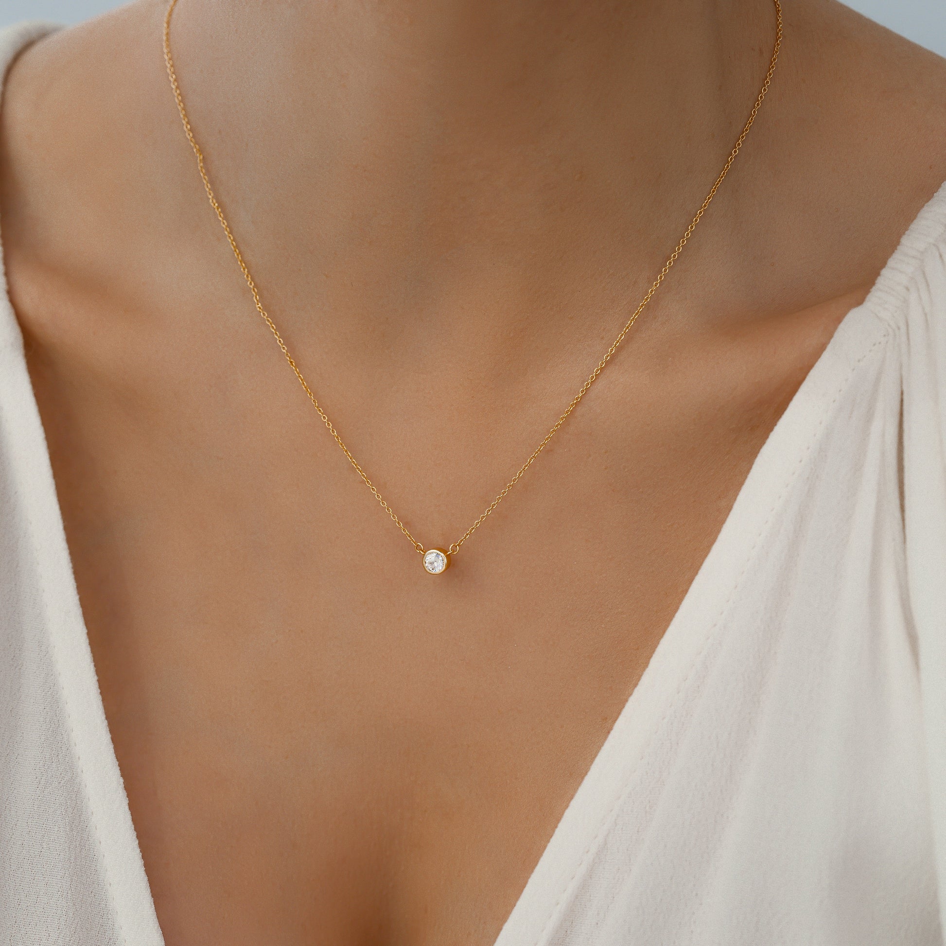 Classic Bezel Set Solitaire Necklace