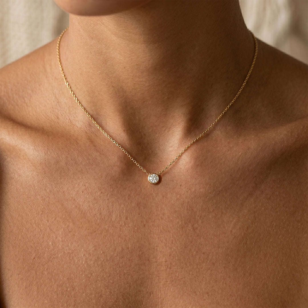 Classic Bezel Set Solitaire Necklace