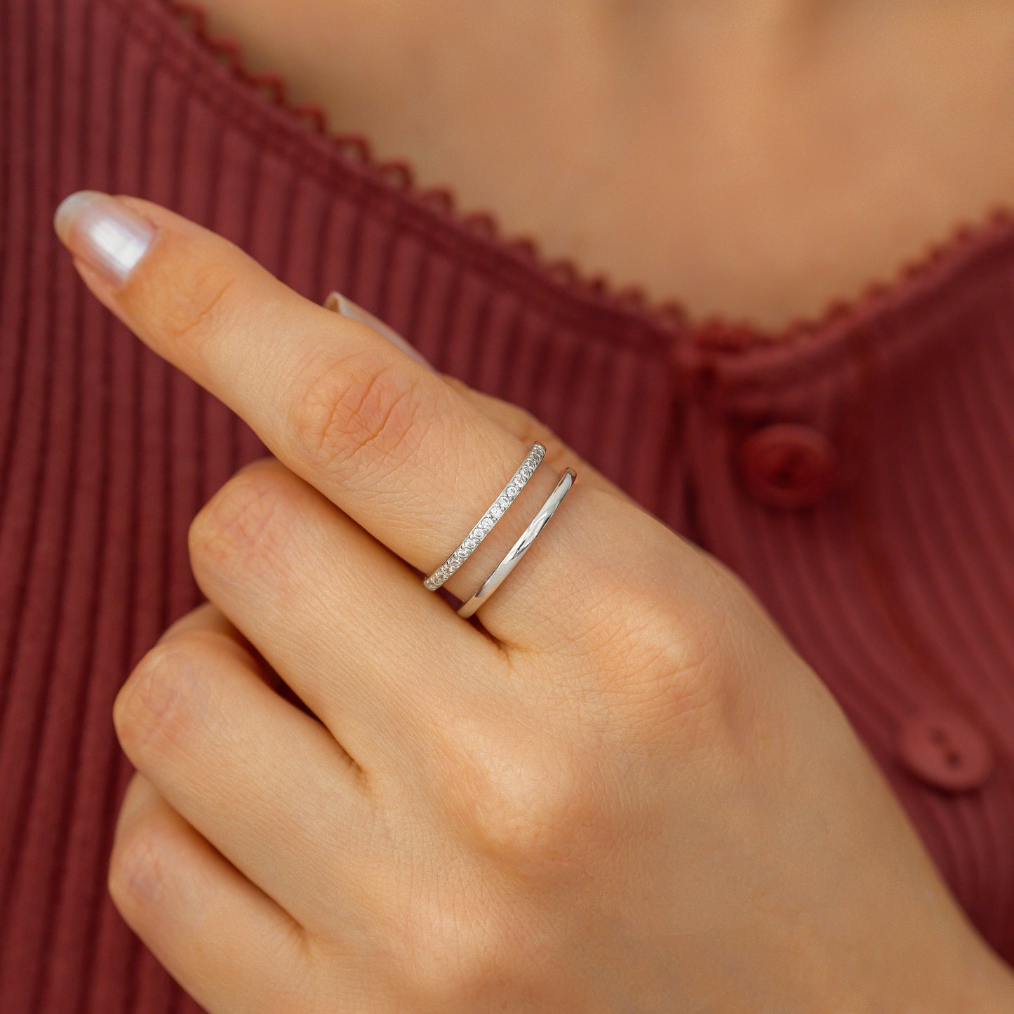 Double Band Pave Ring