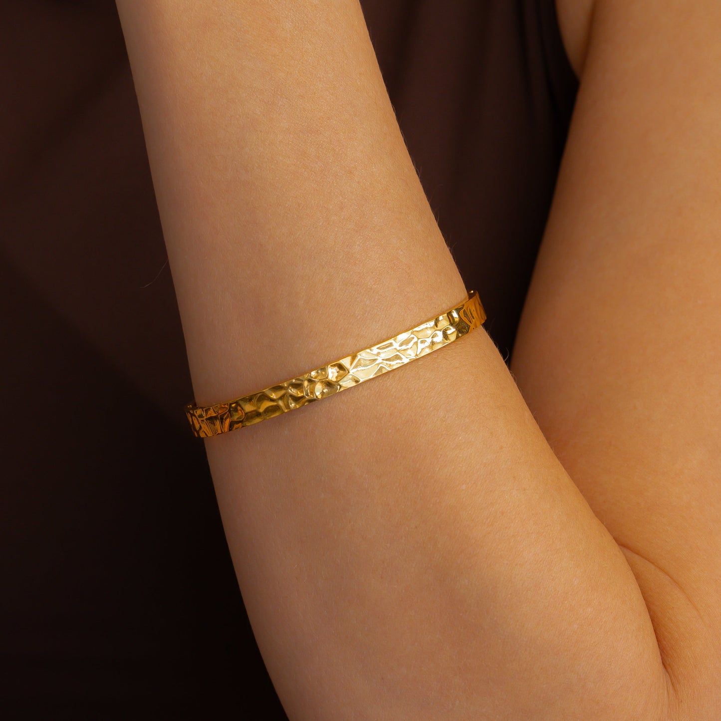 Hammered Gold Cuff Bracelet