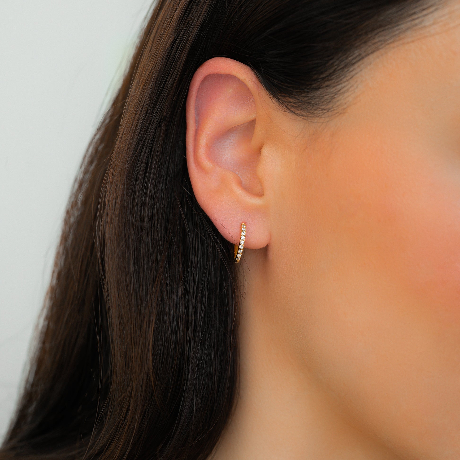 Pave Huggie Hoop Earrings