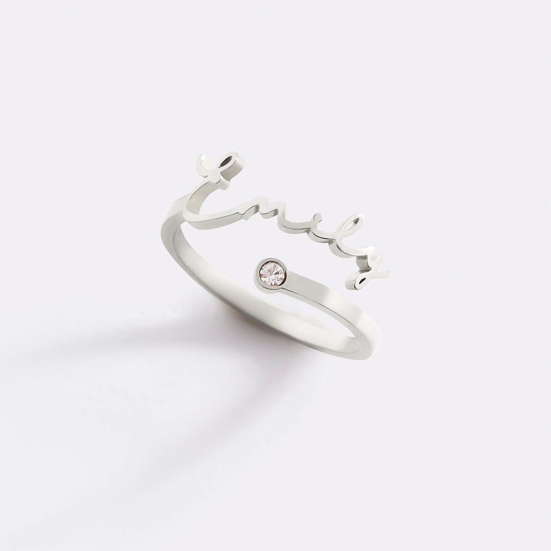 Custom Name Birthstone Ring