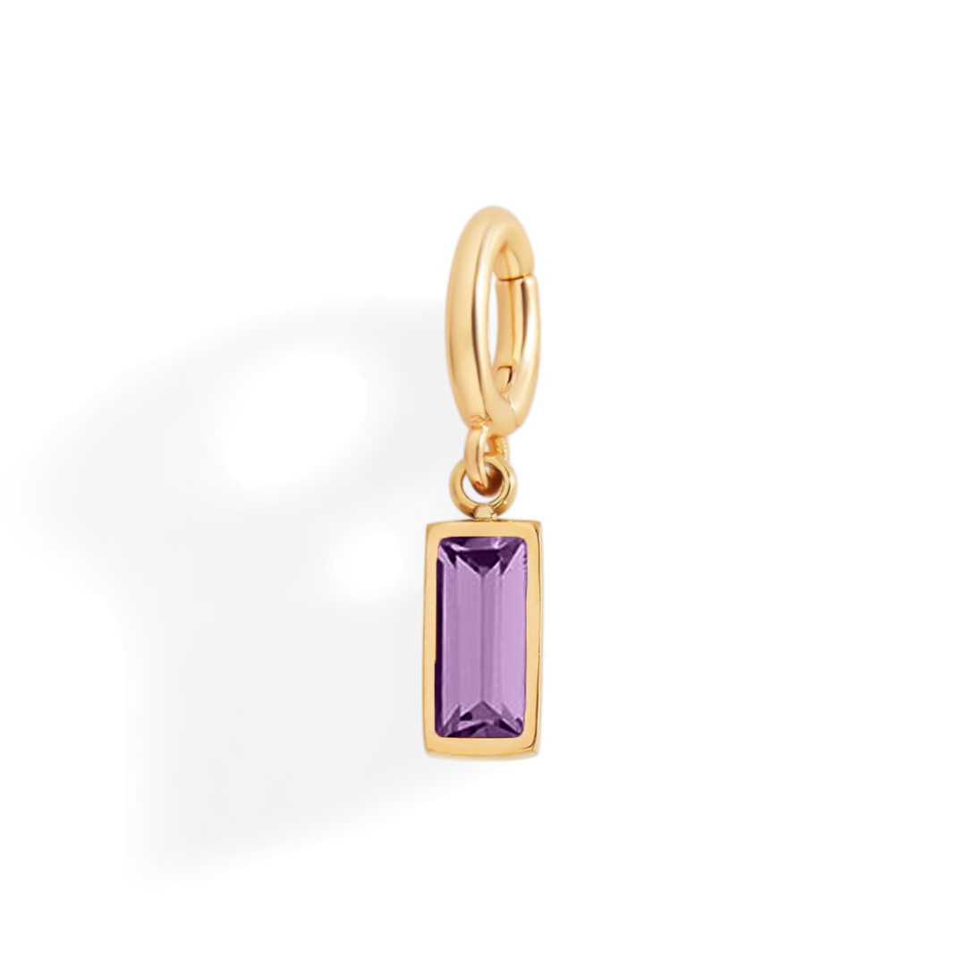 Dainty Baguette Birthstone Charm