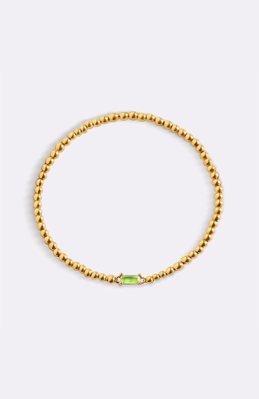 Gold Beaded Birthstone Bracelet