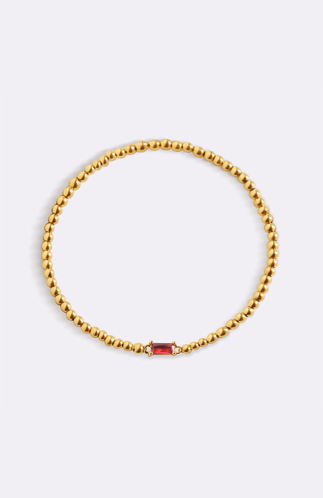 Gold Beaded Birthstone Bracelet