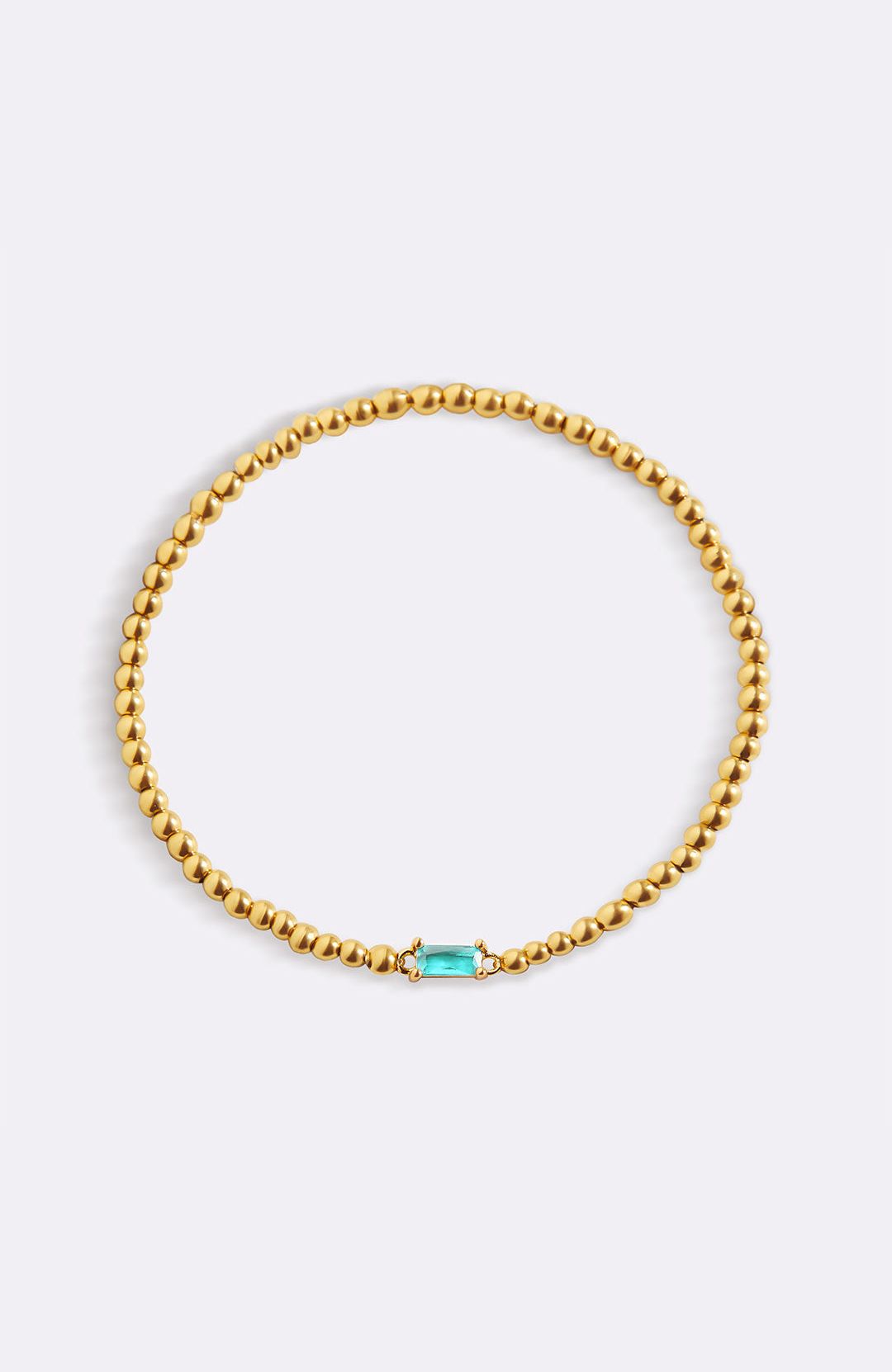 Gold Beaded Birthstone Bracelet