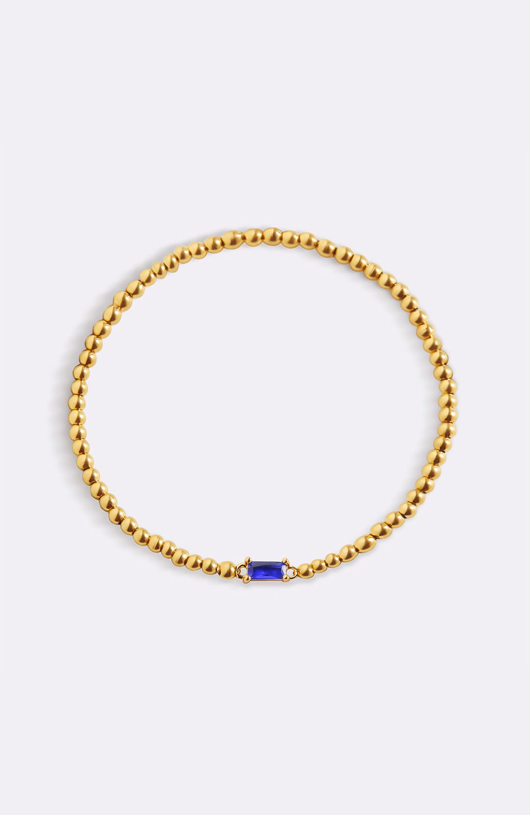 Gold Beaded Birthstone Bracelet