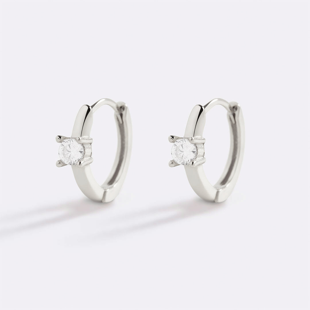 Dainty Single Stone Huggie Hoops