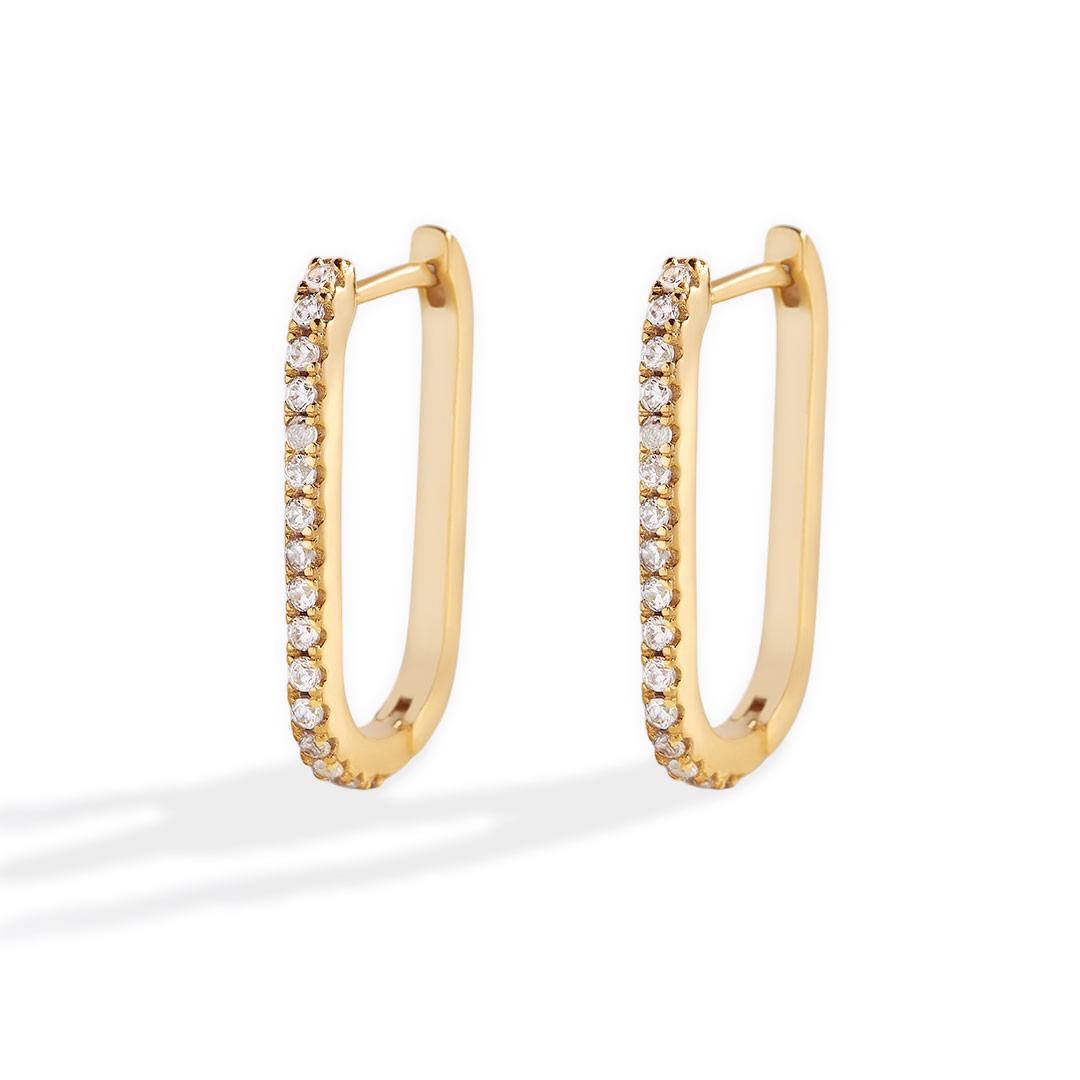 Square Pave Hoop Earrings