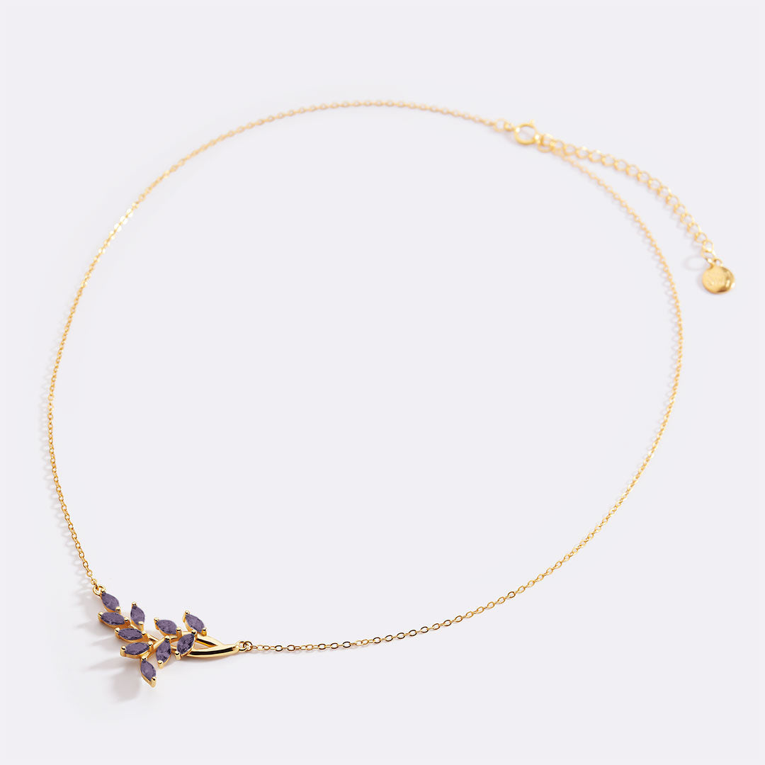 Birthstone Leaf Pendant Necklace